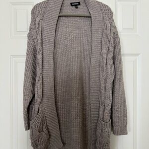 Express Women's Taupe Cable Knit Cardigan